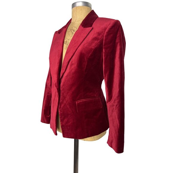 White Black Velvet Editor Blazer Deep Red Women' Jacket - Picture 4 of 7